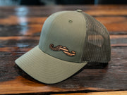 Olive Leather Stache Hat